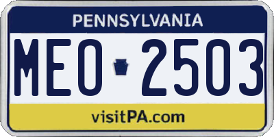 PA license plate MEO2503