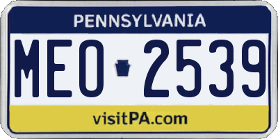 PA license plate MEO2539