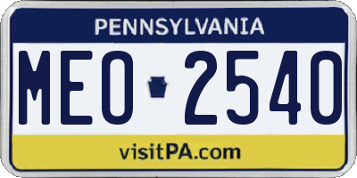 PA license plate MEO2540
