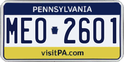 PA license plate MEO2601