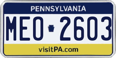PA license plate MEO2603