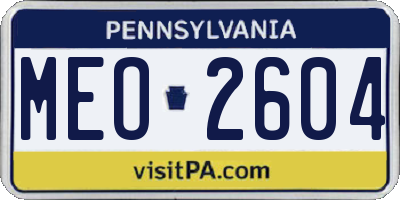 PA license plate MEO2604