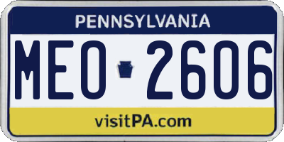 PA license plate MEO2606