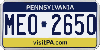 PA license plate MEO2650