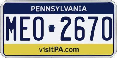 PA license plate MEO2670
