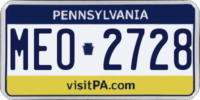 PA license plate MEO2728