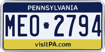 PA license plate MEO2794