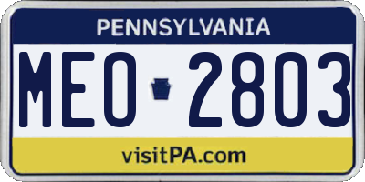PA license plate MEO2803