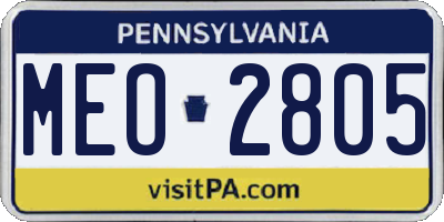 PA license plate MEO2805