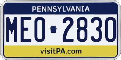 PA license plate MEO2830