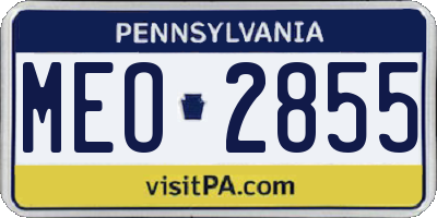 PA license plate MEO2855