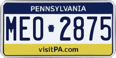 PA license plate MEO2875