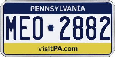 PA license plate MEO2882