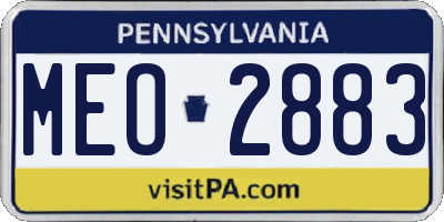 PA license plate MEO2883