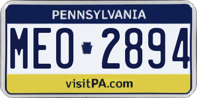 PA license plate MEO2894