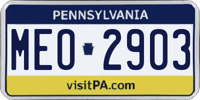 PA license plate MEO2903