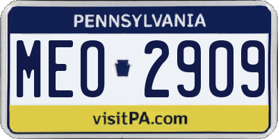 PA license plate MEO2909