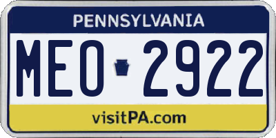 PA license plate MEO2922