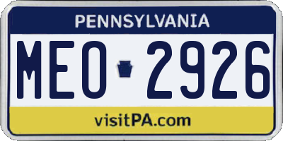 PA license plate MEO2926