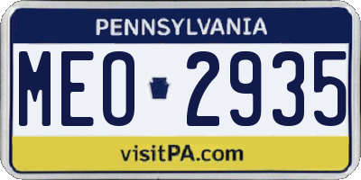 PA license plate MEO2935