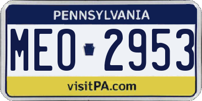 PA license plate MEO2953