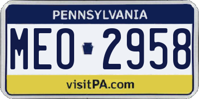 PA license plate MEO2958