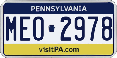 PA license plate MEO2978
