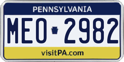 PA license plate MEO2982