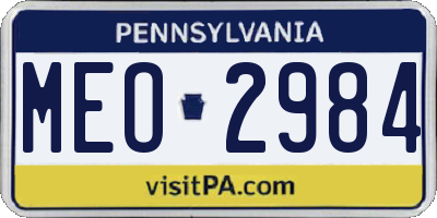 PA license plate MEO2984