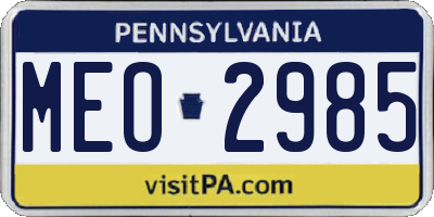 PA license plate MEO2985