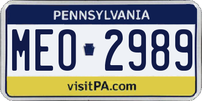 PA license plate MEO2989