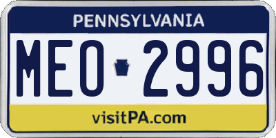 PA license plate MEO2996