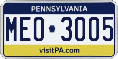 PA license plate MEO3005