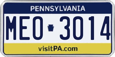 PA license plate MEO3014