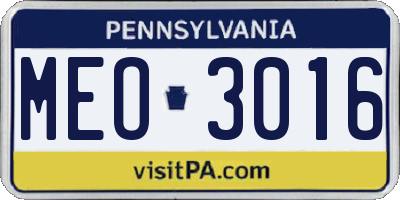 PA license plate MEO3016