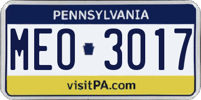 PA license plate MEO3017