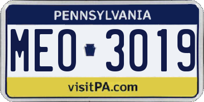 PA license plate MEO3019