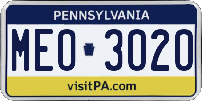 PA license plate MEO3020
