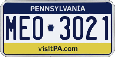PA license plate MEO3021