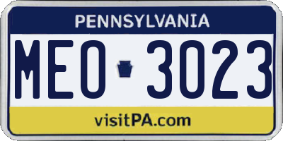 PA license plate MEO3023