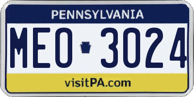 PA license plate MEO3024