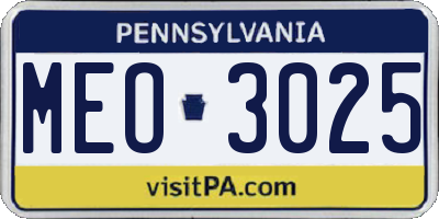 PA license plate MEO3025