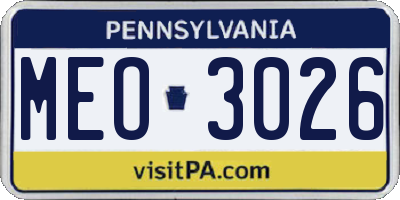 PA license plate MEO3026