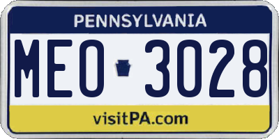PA license plate MEO3028