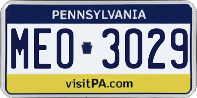 PA license plate MEO3029
