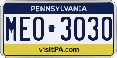 PA license plate MEO3030