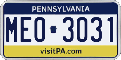 PA license plate MEO3031