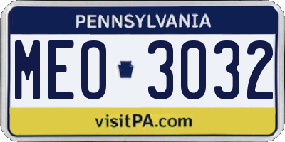 PA license plate MEO3032