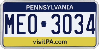 PA license plate MEO3034
