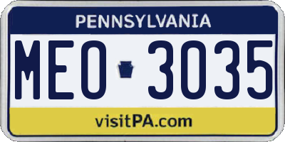 PA license plate MEO3035